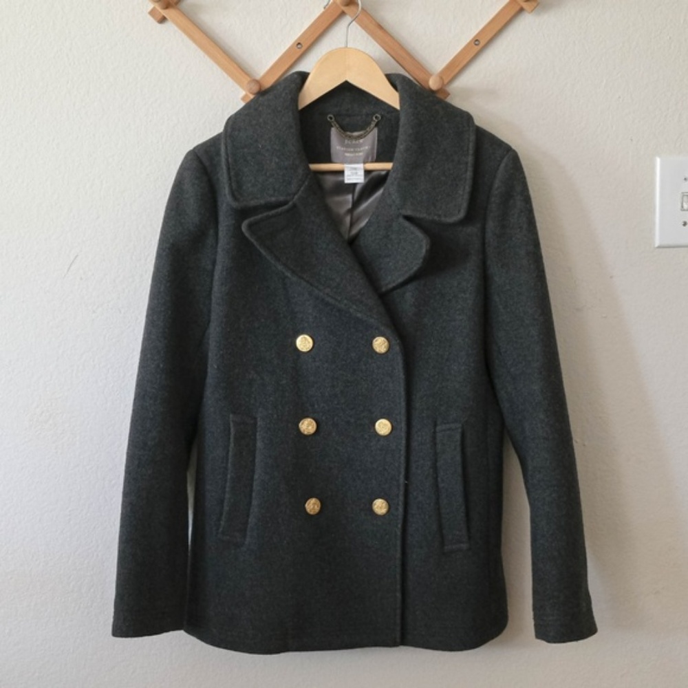 J. Crew Majesty Peacoat in Heather Charcoal